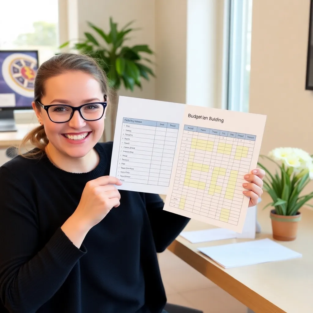 Erfolgreicher Kursteilnehmer präsentiert sein Budgetplan